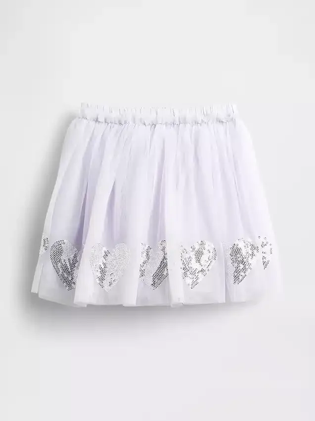Falda de tul y lentejuelas con corazones para bebés y niños pequeños