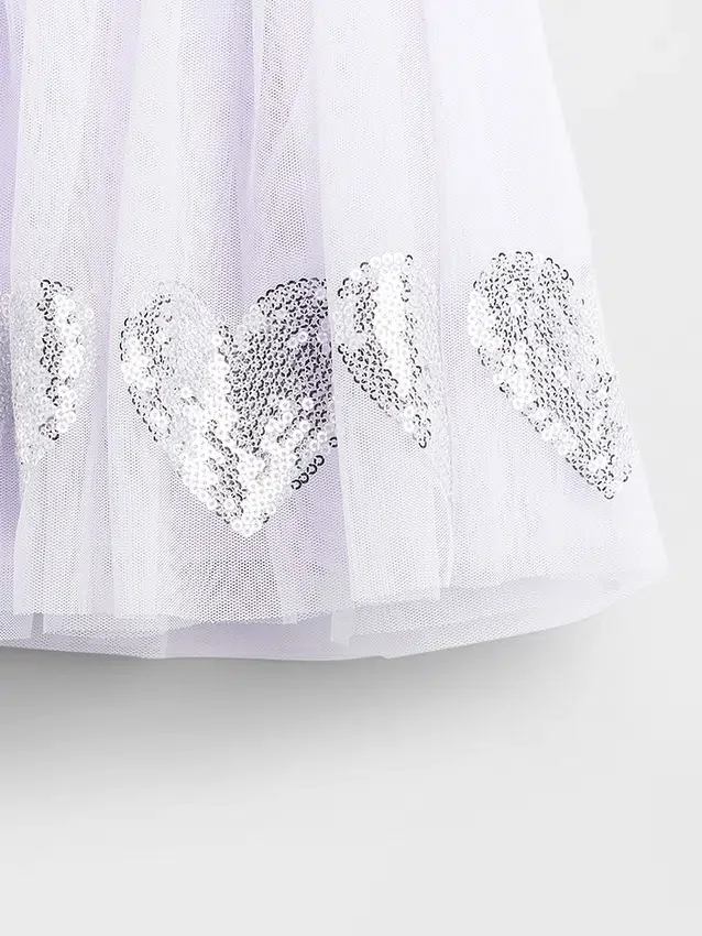 Falda de tul y lentejuelas con corazones para bebés y niños pequeños