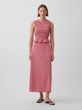 Falda larga de cuadros vichy