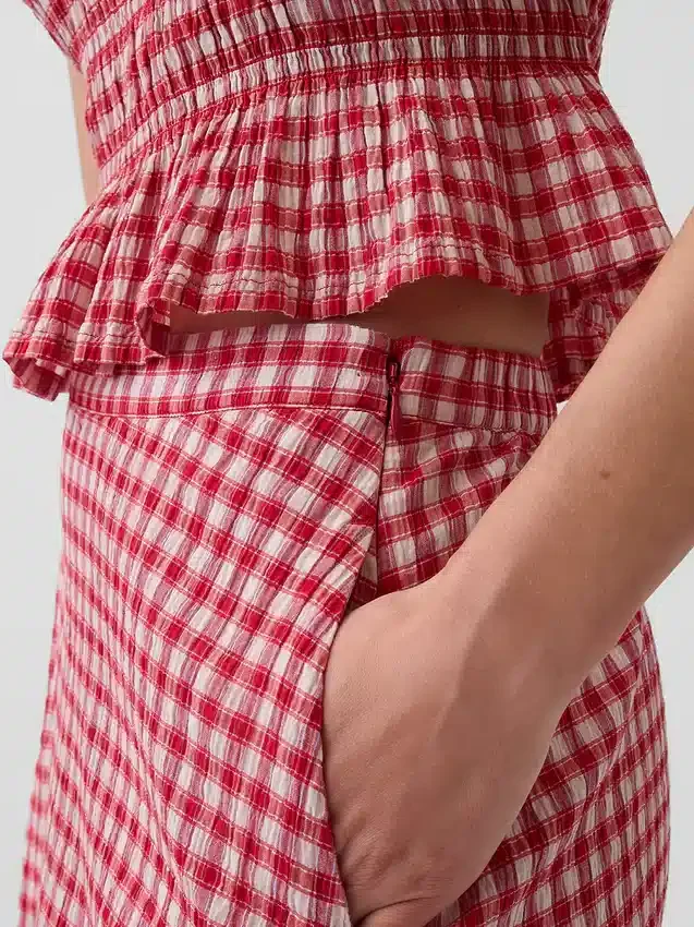 Falda larga de cuadros vichy