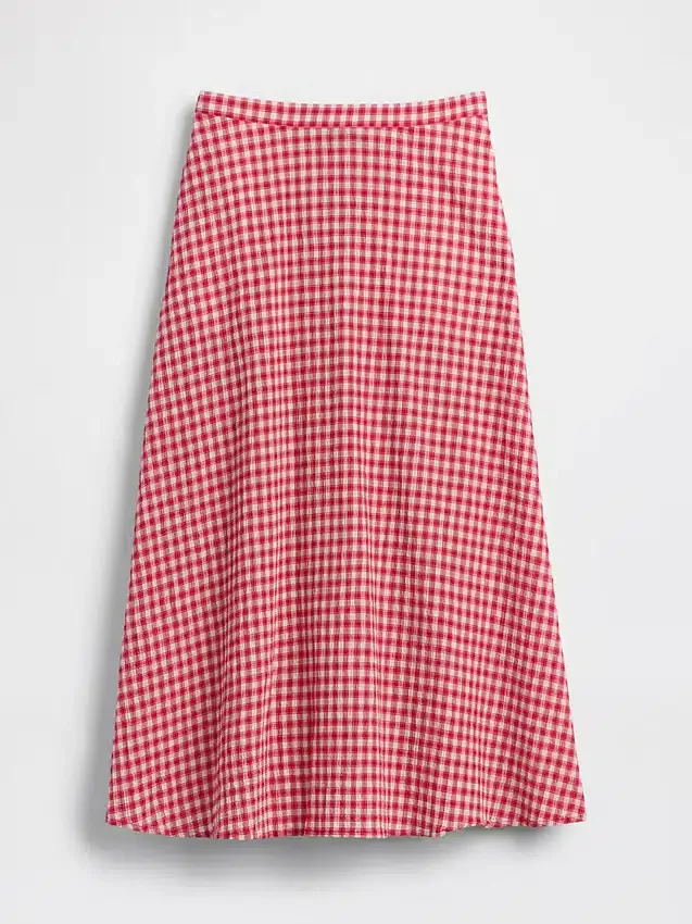 Falda larga de cuadros vichy
