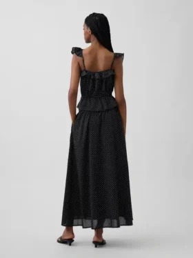 Falda larga de voile con lunares