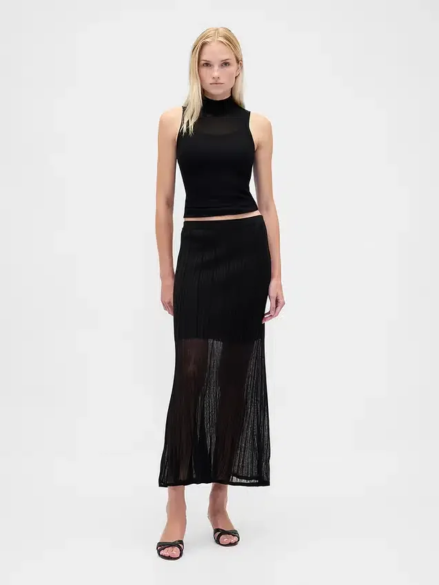 Falda maxi de jerséu transparente