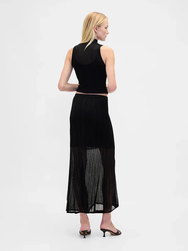 Falda maxi de jerséu transparente