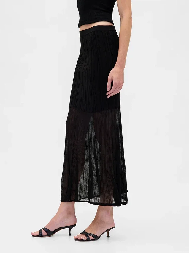 Falda maxi de jerséu transparente