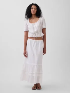 Falda maxi holgada con volantes