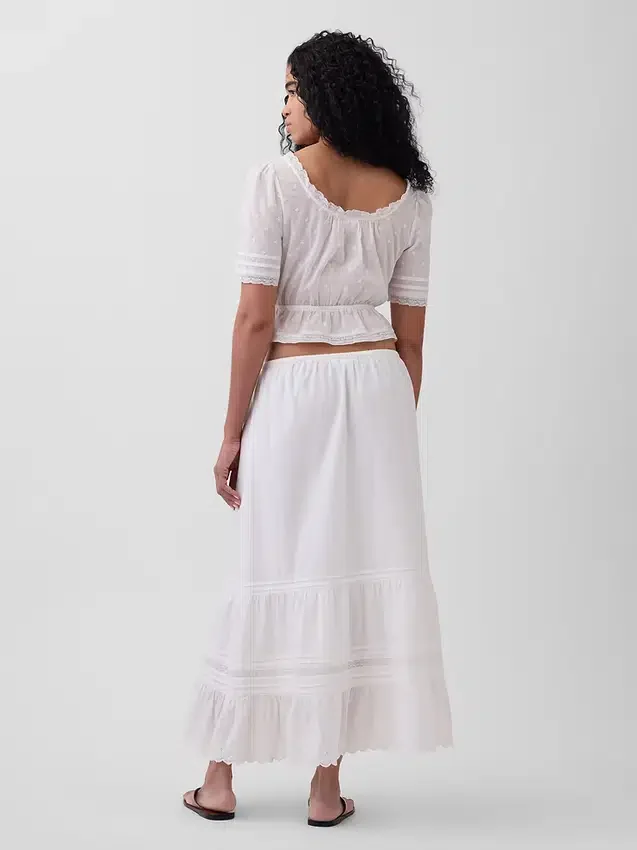 Falda maxi holgada con volantes