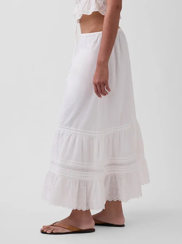 Falda maxi holgada con volantes