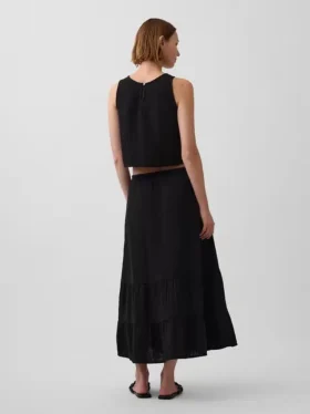 Falda maxi holgada en capas de gasa de algodón