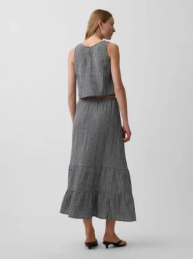 Falda maxi holgada en capas de gasa de algodón