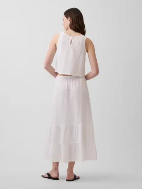 Falda maxi holgada en capas de gasa de algodón
