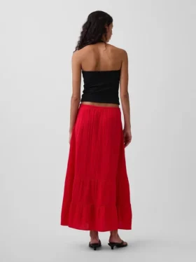 Falda maxi holgada en capas de gasa de algodón