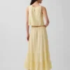 Falda maxi holgada en capas de gasa de algodón