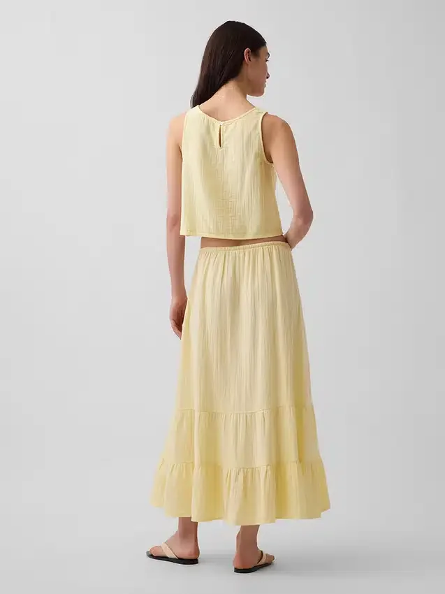 Falda maxi holgada en capas de gasa de algodón