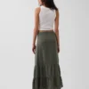 Falda maxi holgada en capas de gasa de algodón