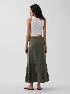 Falda maxi holgada en capas de gasa de algodón
