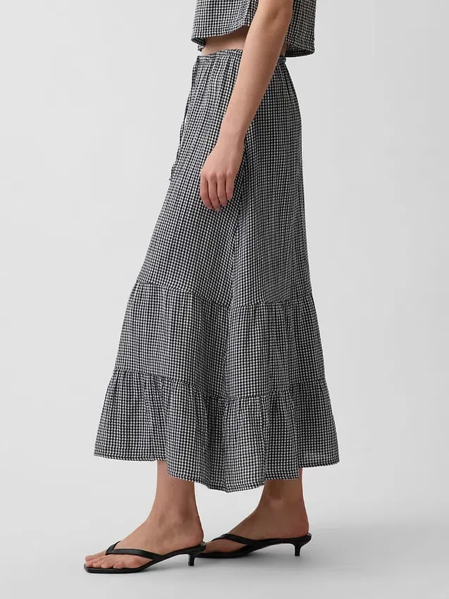 Falda maxi holgada en capas de gasa de algodón