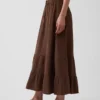 Falda maxi holgada en capas de gasa de algodón