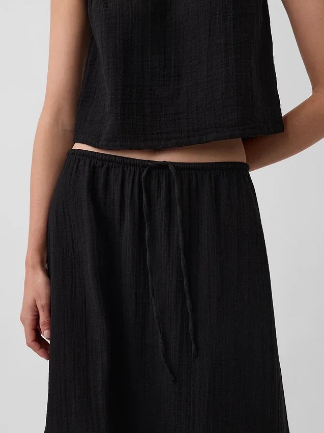 Falda maxi holgada en capas de gasa de algodón