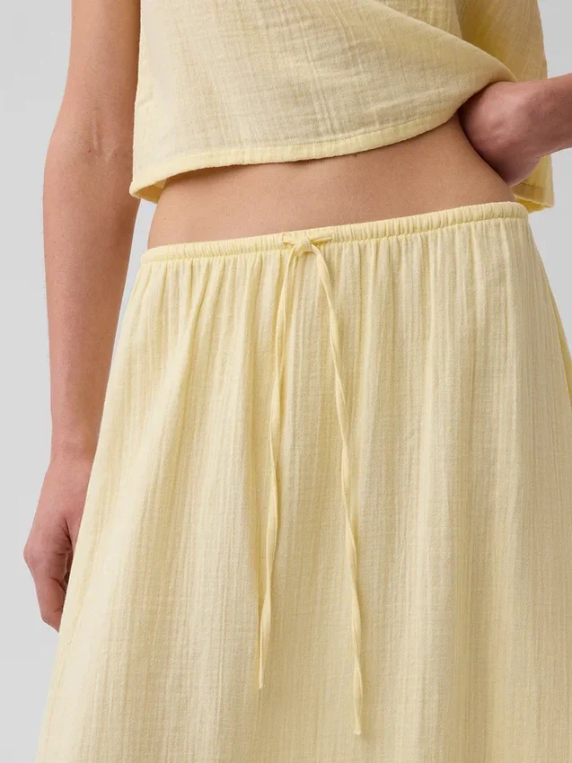 Falda maxi holgada en capas de gasa de algodón