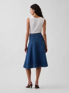 Falda midi de mezclilla con corte de tulipán