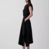 Falda midi de popelín con dobladillo en forma de pañuelo
