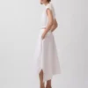 Falda midi de popelín con dobladillo en forma de pañuelo