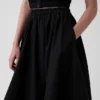 Falda midi de popelín con dobladillo en forma de pañuelo