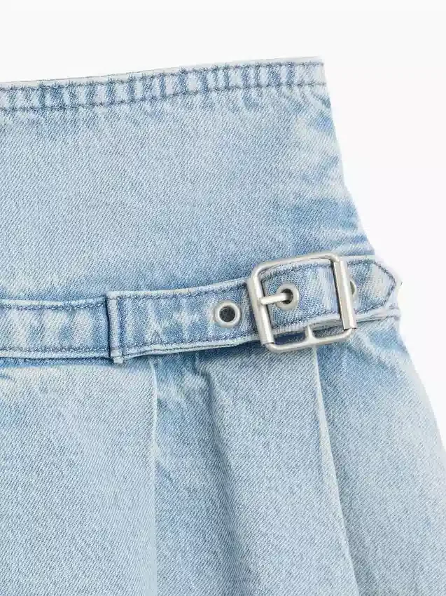 Falda plisada de mezclilla para niños