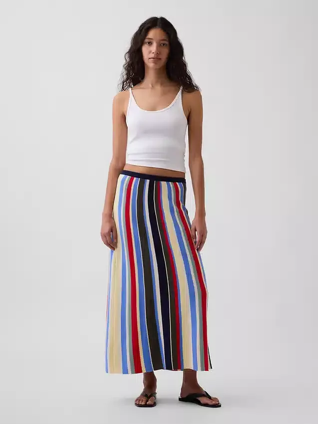 Falda tipo jerséu maxi de rayas 100 % algodón