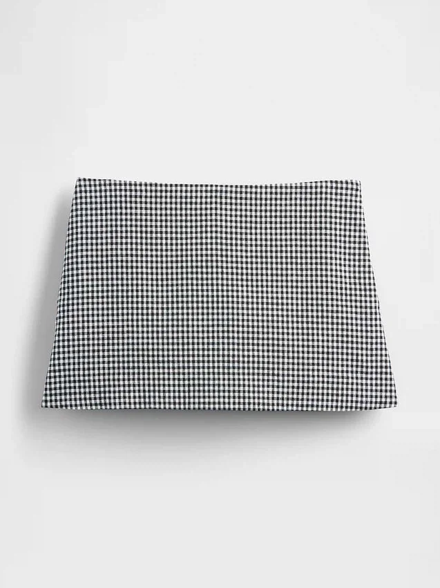 Faldapantalón mini de mezcla de lino de talle bajo