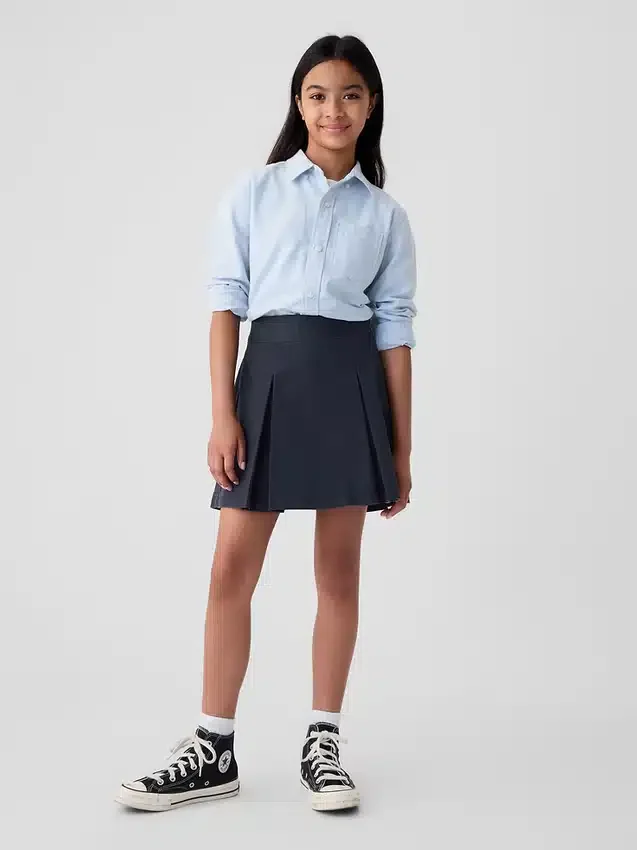 Faldapantalón plisada de color caqui para uniforme infantil