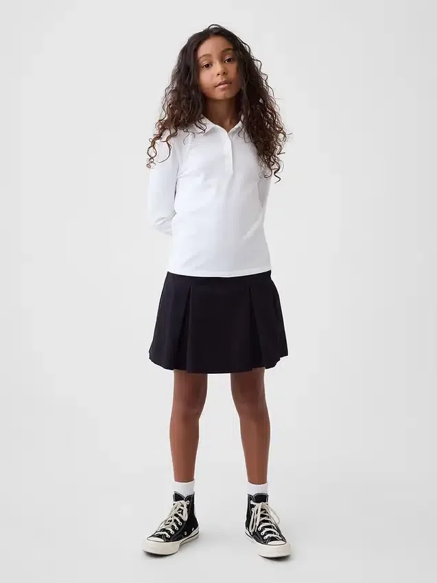 Faldapantalón plisada de color caqui para uniforme infantil