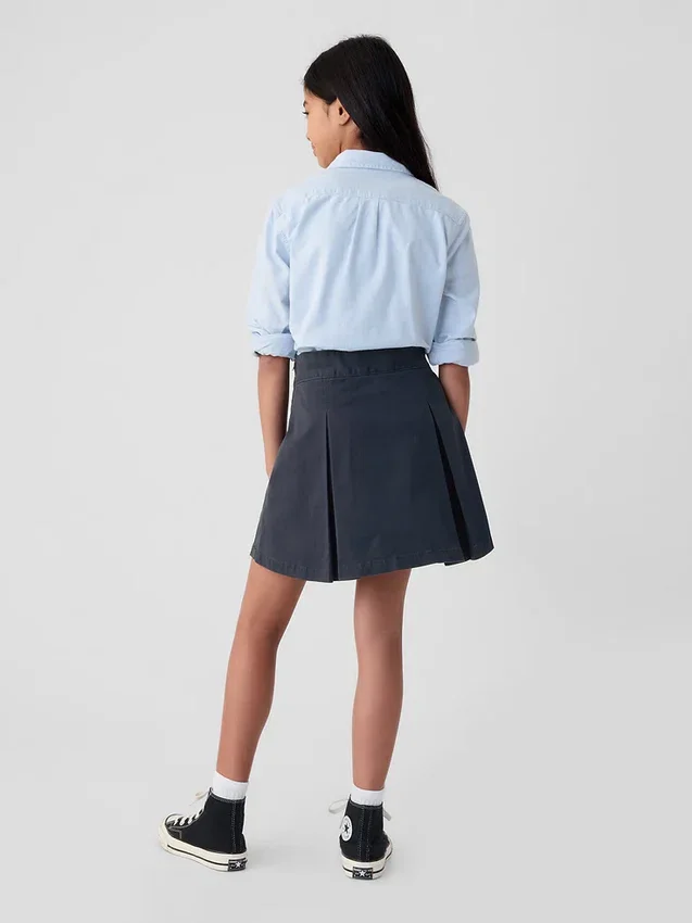 Faldapantalón plisada de color caqui para uniforme infantil