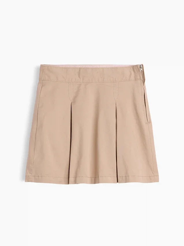 Faldapantalón plisada de color caqui para uniforme infantil