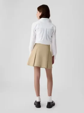 Faldapantalón plisada de color caqui para uniforme infantil