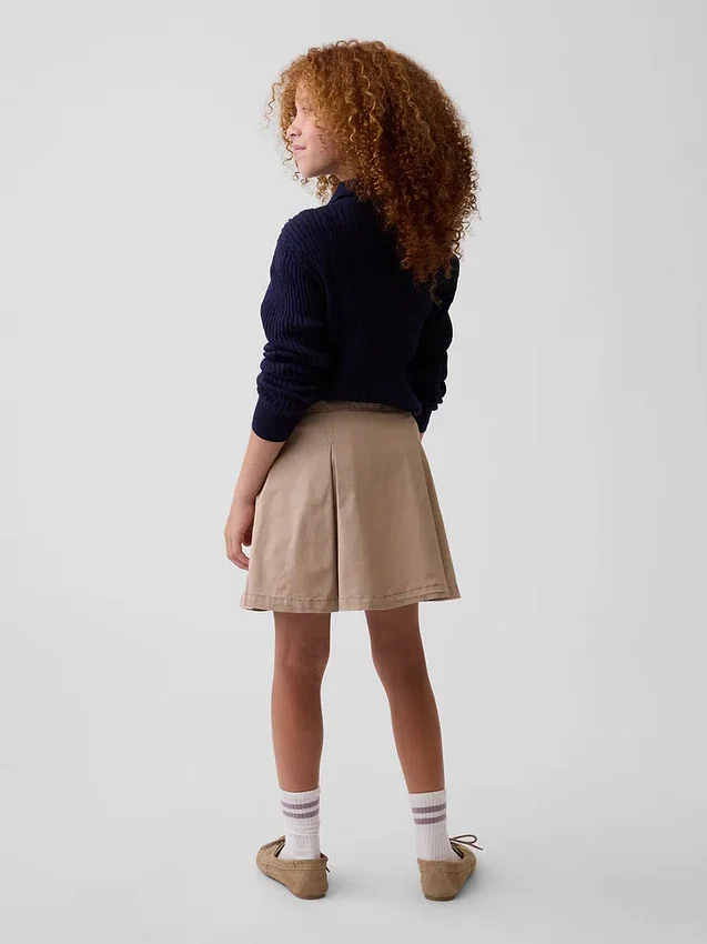 Faldapantalón plisada de color caqui para uniforme infantil