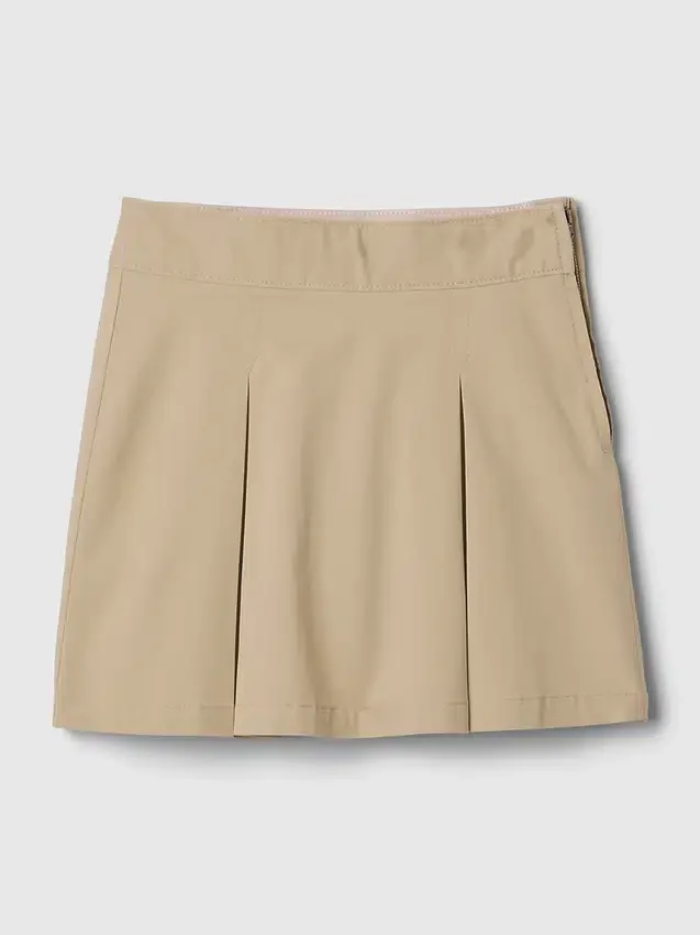 Faldapantalón plisada de color caqui para uniforme infantil