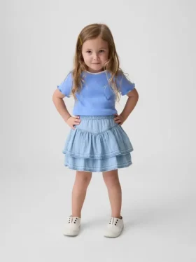 Faldita-pantalón de mezclilla con volantes para Bebé y Niño