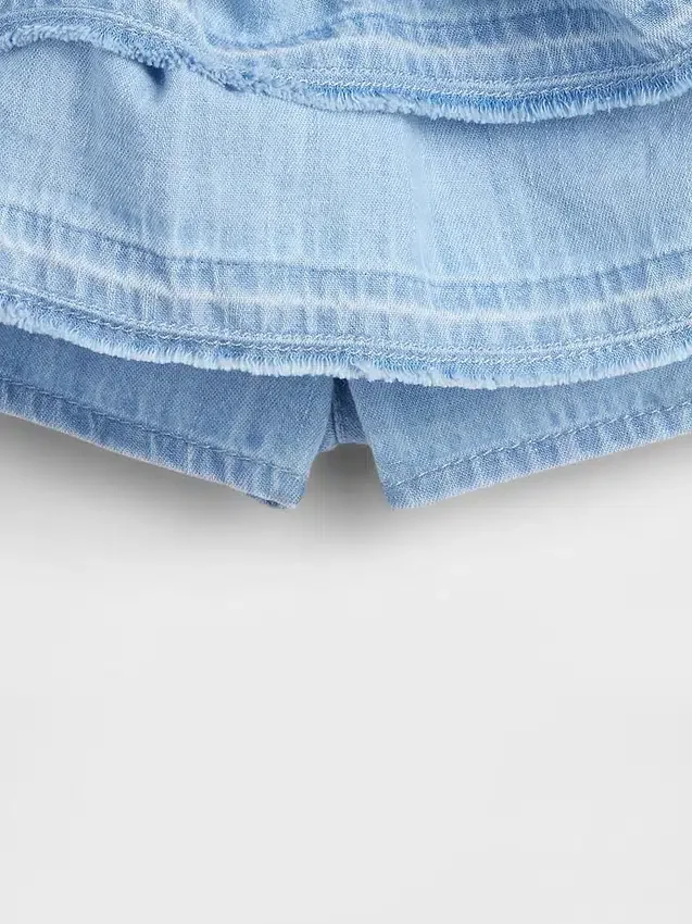 Faldita-pantalón de mezclilla con volantes para Bebé y Niño