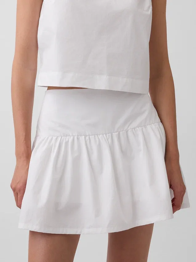 Faldita-pantalón de popelín de cintura baja