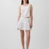 Faldita-pantalón mini de gasa de algodón con cintura fruncida