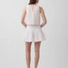 Faldita-pantalón mini de gasa de algodón con cintura fruncida