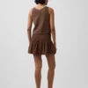 Faldita-pantalón mini de gasa de algodón con cintura fruncida