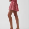 Faldita-pantalón mini de gasa de algodón con cintura fruncida