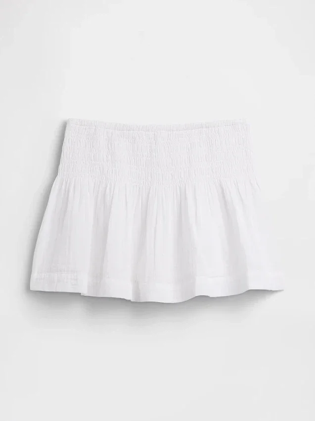 Faldita-pantalón mini de gasa de algodón con cintura fruncida
