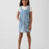 Faldón de mezclilla con estampado floral para niños