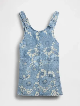 Faldón de mezclilla con estampado floral para niños