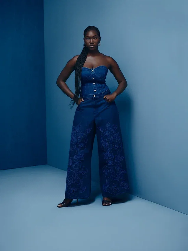 GAP × Hfr: vaqueros extra holgados de talle bajo con estampado floral de Atelier Ndigo