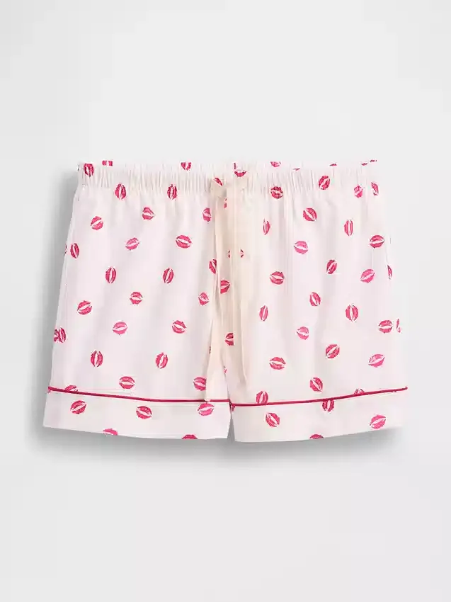 GAP × Summer Fridays: Pantalones cortos de pijama de popelín con estampado «Kiss»